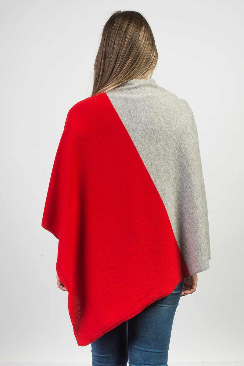 Bicolor Poncho 100% Cashmere