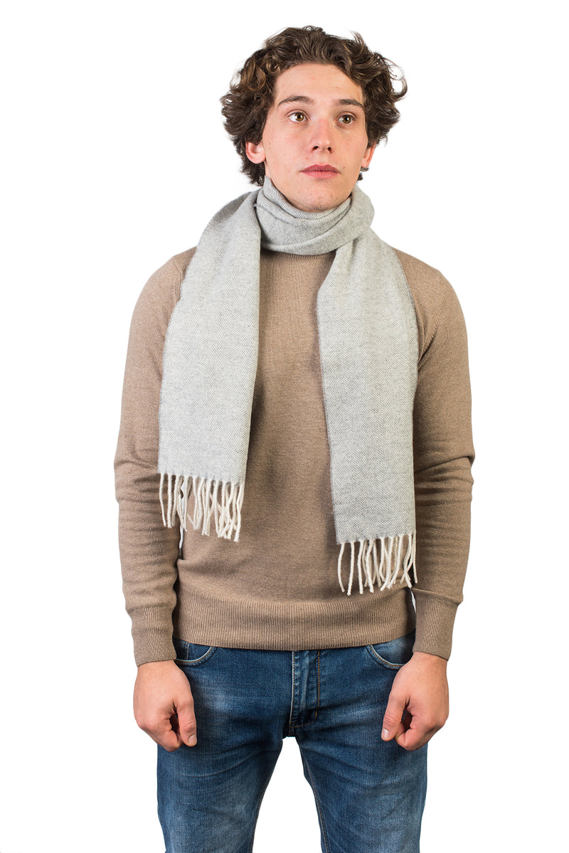 Herringbone Wool and Cashmere Scarf