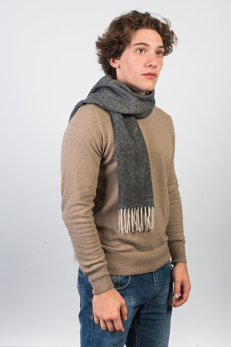 Herringbone Wool and Cashmere Scarf