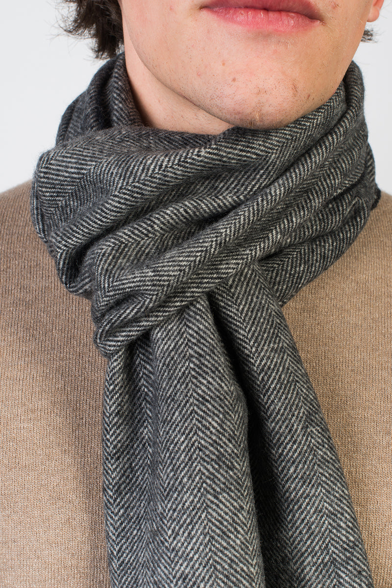 Herringbone Wool and Cashmere Scarf