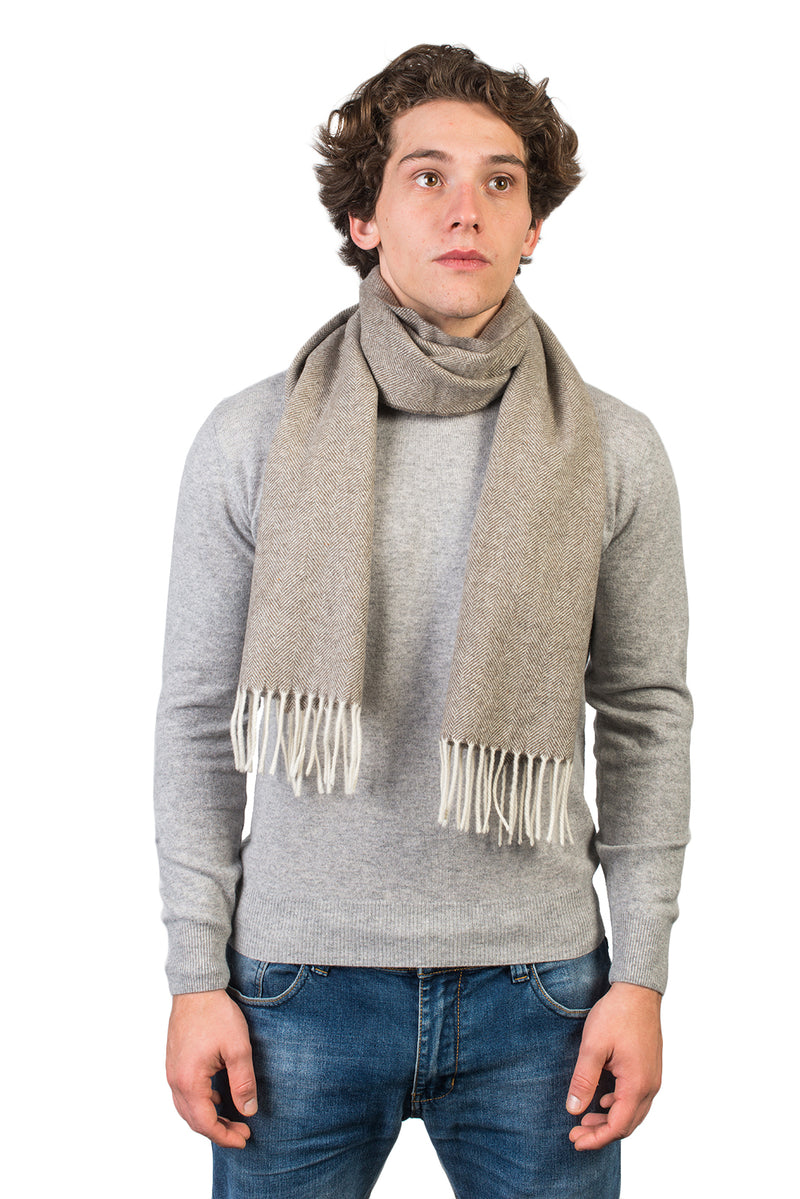 Herringbone Wool and Cashmere Scarf