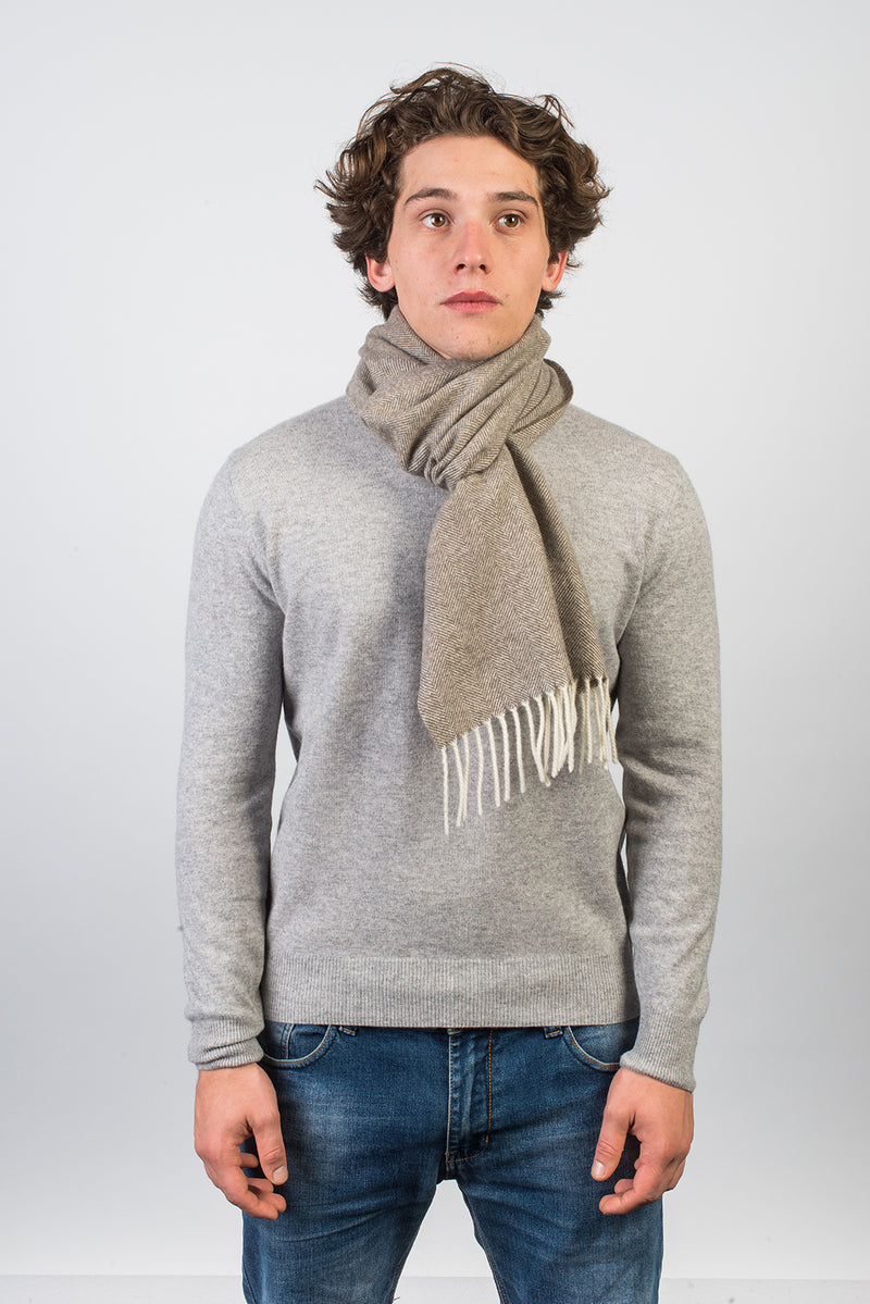 Herringbone Wool and Cashmere Scarf