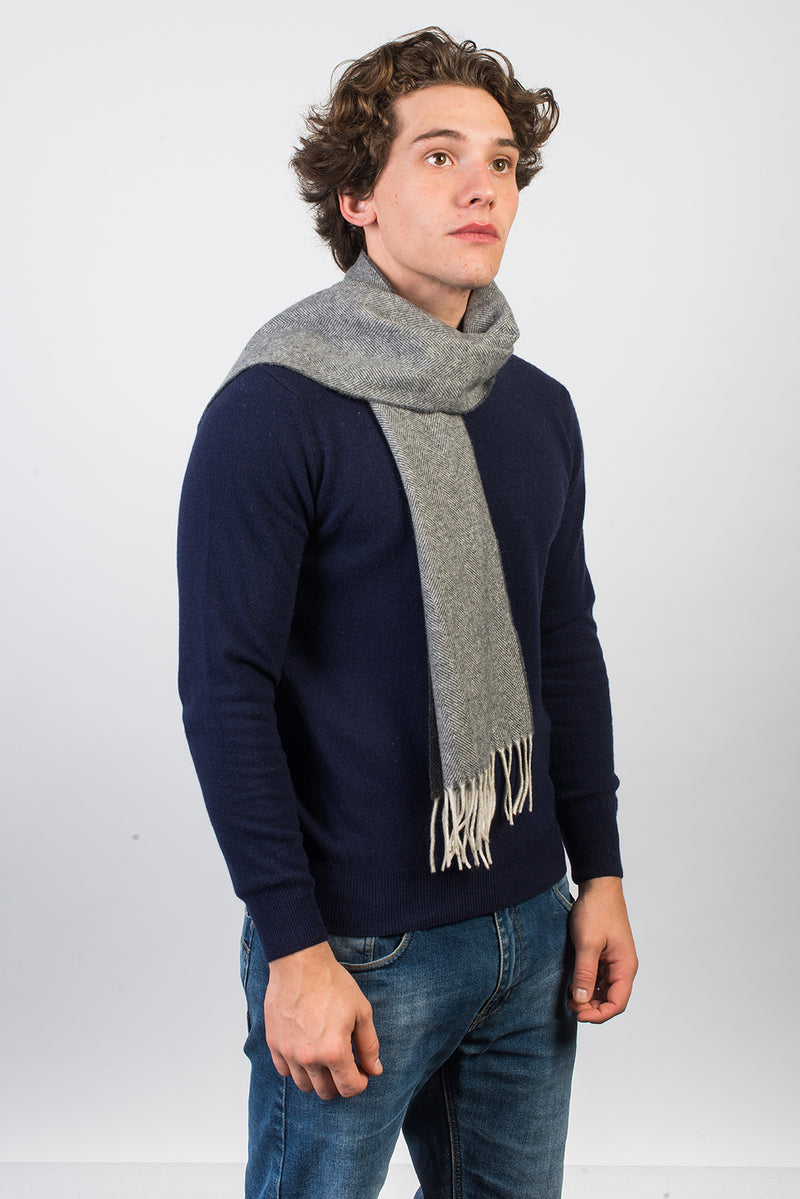 Herringbone Wool and Cashmere Scarf