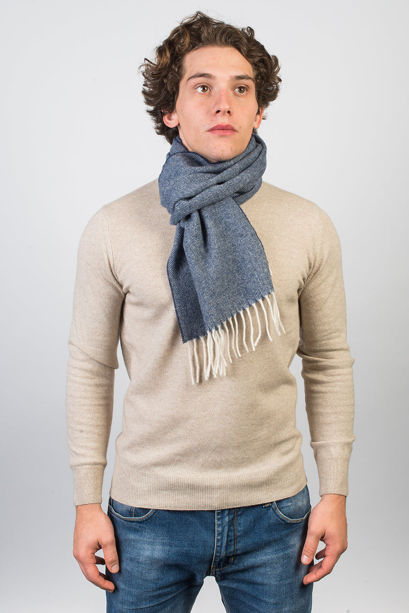 Herringbone Wool and Cashmere Scarf