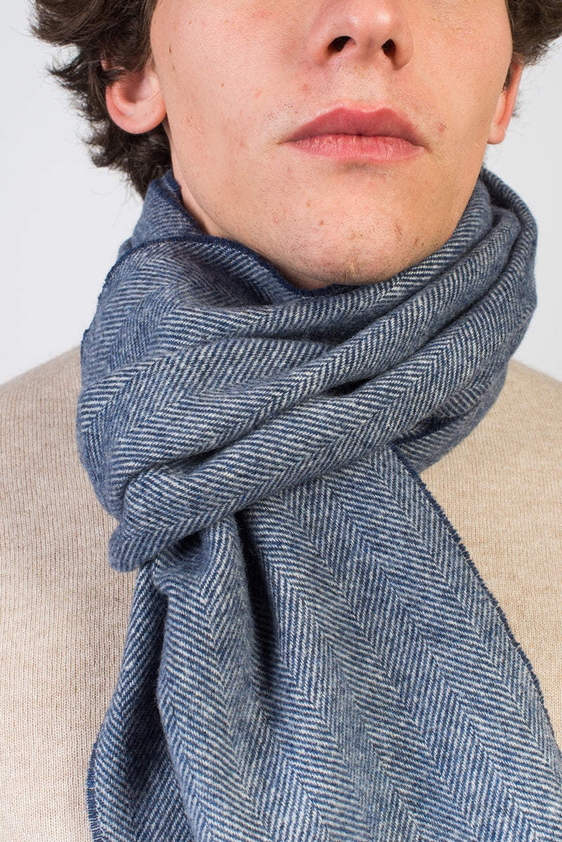 Herringbone Wool and Cashmere Scarf