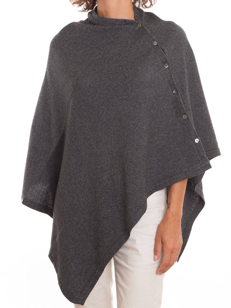 Poncho With Buttons Cashmere Blend
