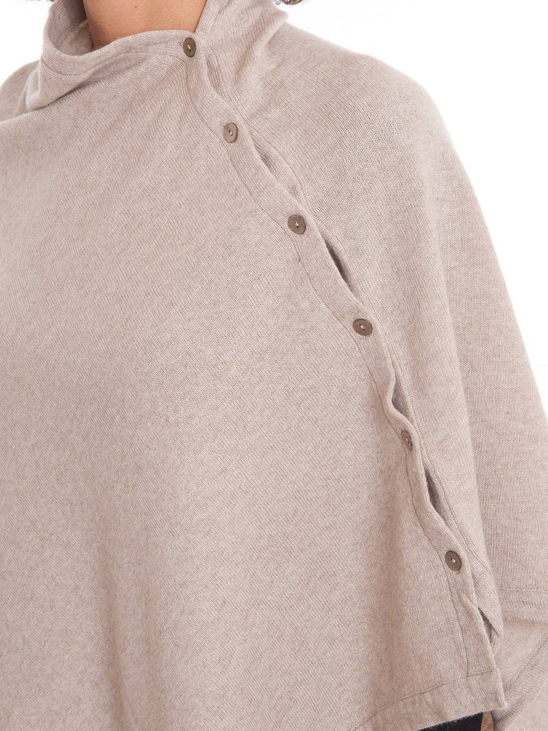 Poncho With Buttons Cashmere Blend | Dalle Piane Cashmere